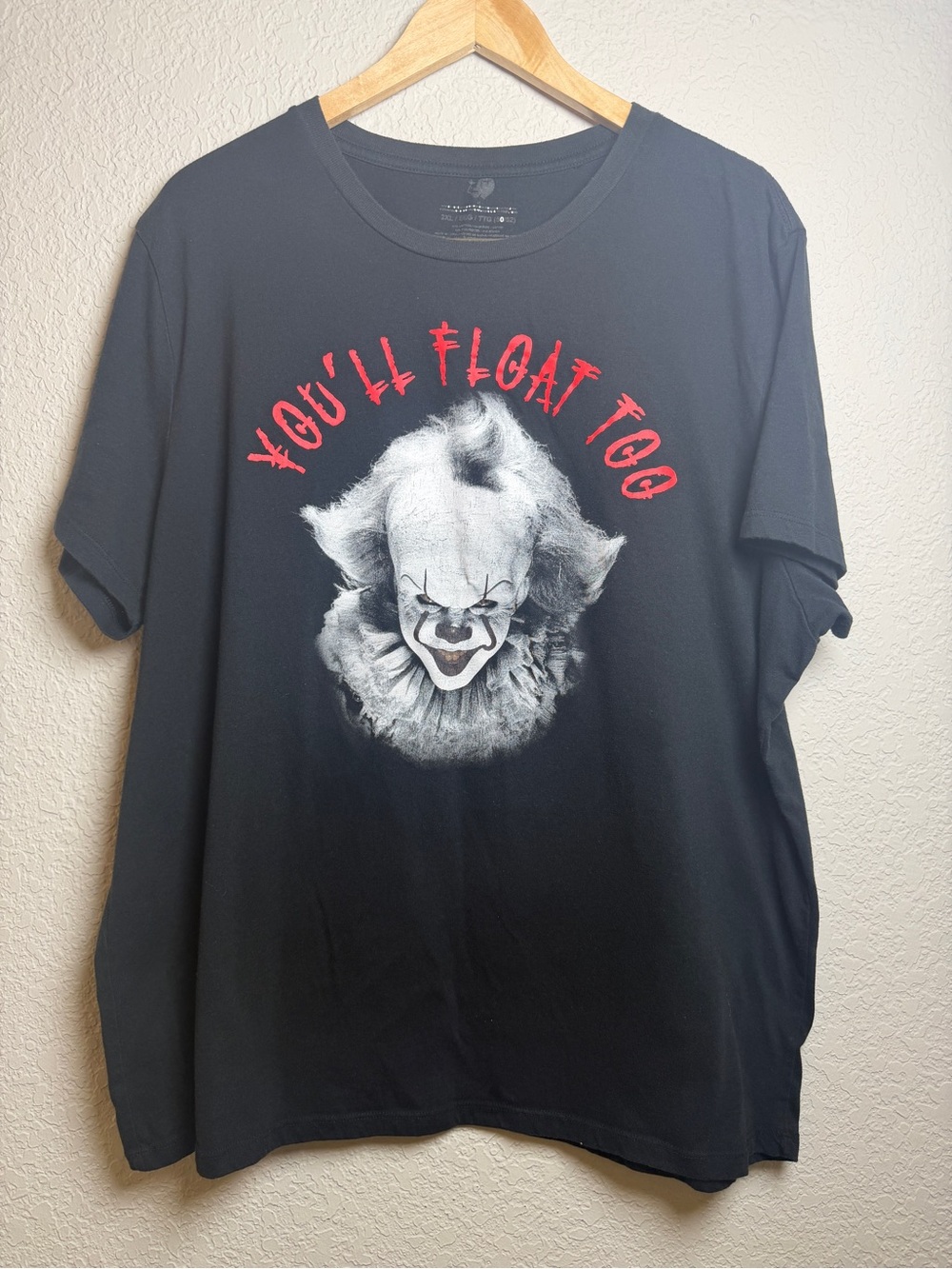 Black Kids Graphic Tee with Red 'You'll Float Too' Print